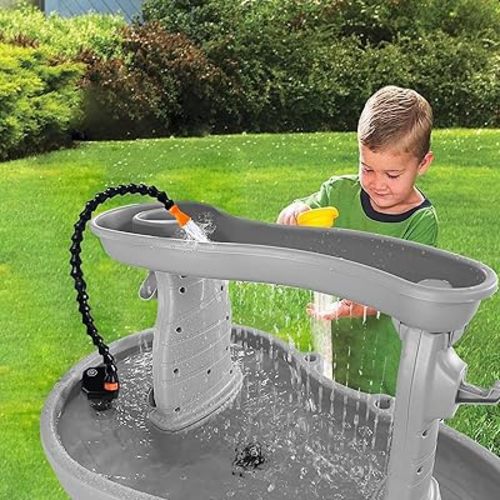 Rechargeable Water Table Pump with Intelligent LED Display,Kids Sand Water Play Pump, 3 Spray Modes, IPX7 Waterproof,Outdoor Toddler Activity Table Accessory (Pump Only)