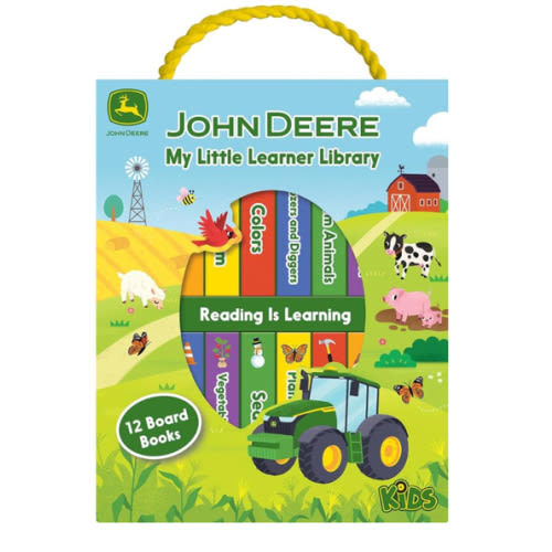 My Little Learner Library John Deere Kids 12-Book Set Board Book - Learning First Words, Numbers, Farm Animals and More