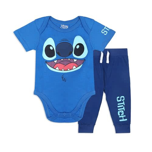 Disney Lilo & Stitch Boys Short Sleeve Bodysuit and Pants Set for Newborn and Infant