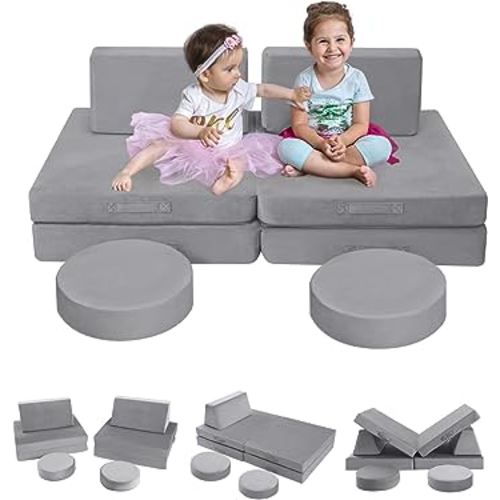 MeMoreCool Kids Couch, Kids Play Couch, Kid Couch Sofa, Kids Couch for Playroom, Modular Kids Couch, Foam Sofa