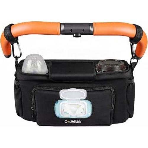Cochildor Universal Stroller Organizer Caddy with 2-in-1 Wipe Pocket