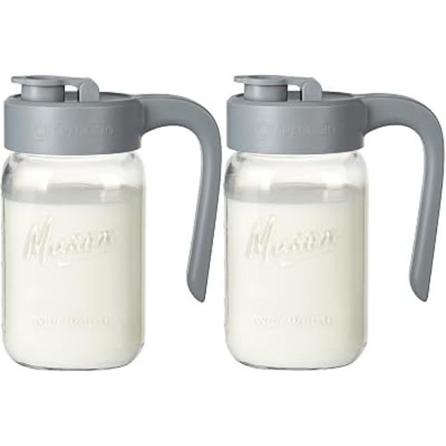 32 oz Glass Pitcher with Lid, 1 Quart Mason Jar Pitcher with Lid Airtight, Breast Milk Storage for Fridge, Ideal for Cold Brew Coffee, Iced Tea, Sun Tea, Juices