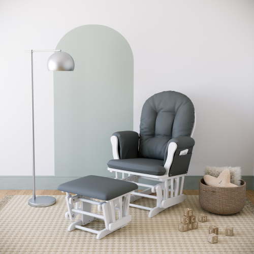 Storkcraft Hoop Infant Nursery Glider and Ottoman, White with Gray