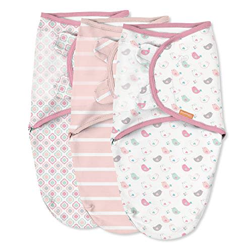 SwaddleMe by Ingenuity Original Swaddle, Size Large, For Ages 3-6 Months, 14-18 Pounds, Up to 30 Inches Long, 3-Pack Baby Swaddle Blanket Wrap