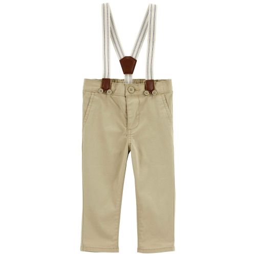 Baby Twill Suspender Pants; 6M