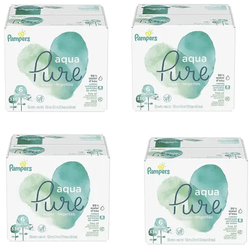 Pampers Aqua Pure 6X Pop-Top Sensitive Water Baby Wipes, 1344 Count