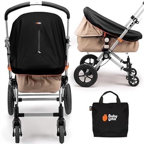 Baby Uma Stroller Sun Shade Cover - UPF 50+ Bassinet Stroller Cover, Baby Sun Protection, Breathable Blackout Mesh Baby Sun Shade, Stroller Shade Cover with Zip-up Window, 0-6 Months (+Travel Bag)
