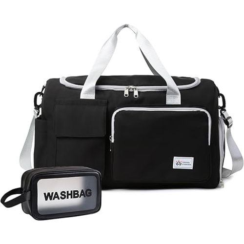 Small Gym Bag for Women, Travel Duffle Bag Carry On Weekender Bag with Shoe Compartment