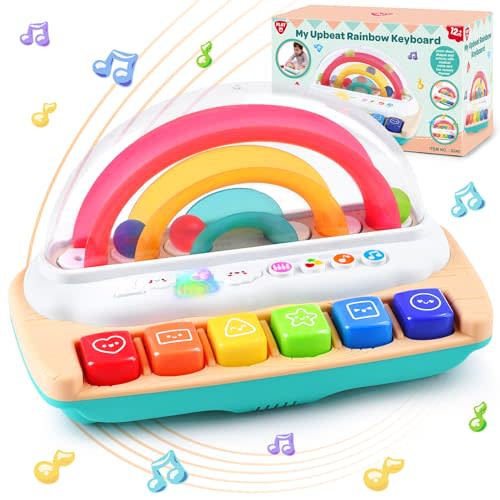 PLAY Baby Musical Toys - Rainbow Baby Piano Music & Sound Light Up Musical Toys for Toddlers 1-3, Multifunctional Baby Pop Up Toy Cause and Effect for Toddlers Age 1+ and Up Girls