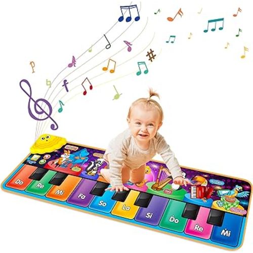 Kids Musical Piano Mats with 25 Music Sounds,Musical Toys Baby Floor Piano Keyboard Mat Carpet Animal Blanket Touch Playmat Early Education Toys for 1 2 3 4 5 6+ Year Girls Boys Toddlers