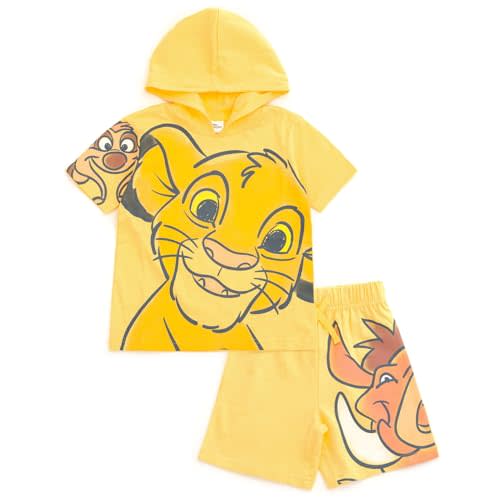 Disney Hooded T-Shirt and French Terry Shorts Outfit Set Toddler to Big Kid Sizes (2T - 10-12)