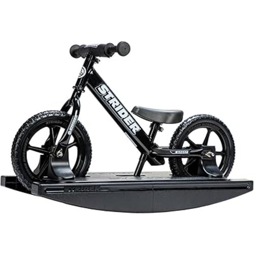 Strider 12” Sport Bike (Pink) + Rocking Base - Helps Teach Baby How to Ride a Balance Bicycle - for Kids 6 Months to 4 Years - Easy Assembly & Adjustments
