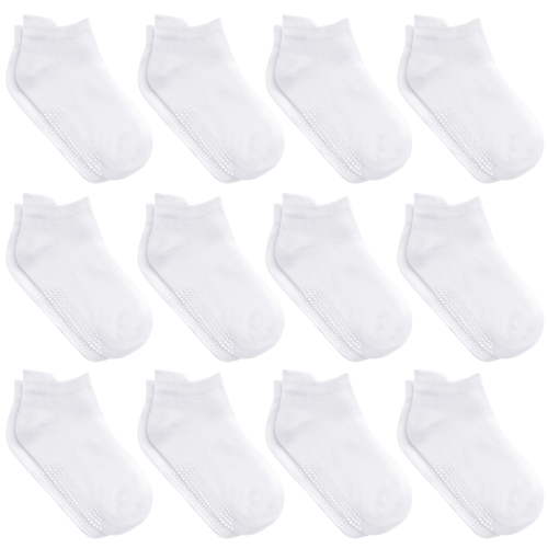 Debra Weitzner Non Slip Ankle Socks With Grips for Toddlers 6 to 12 Months Old, White 12 Pairs