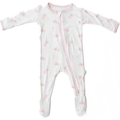 Bamboo Footie Pajamas, Bunnies, 0-3 mo