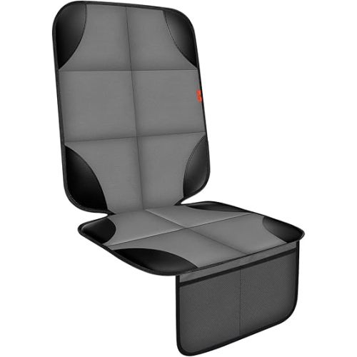 Car Seat Protector 1 Pack Car Seat Cushion Mat Thickest Padding,Waterproof 600D Fabric Car Seat Covers for Non-Slip Backing Mesh Pockets for Baby and Pet 1 Seat Protector Gray