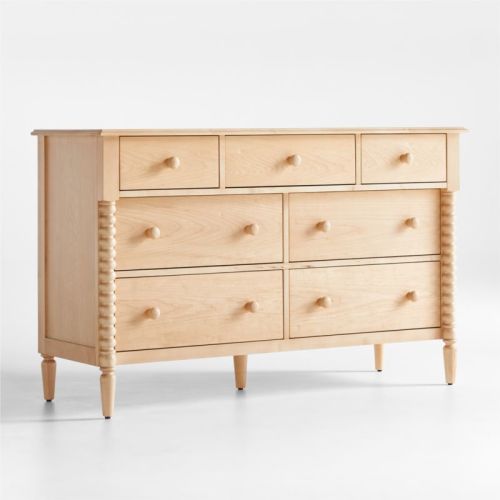 Jenny Lind Maple Wood Wide 7-Drawer Kids Dresser