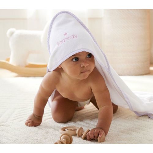 Personalized Gingham Baby Hooded Towels | Pottery Barn Kids