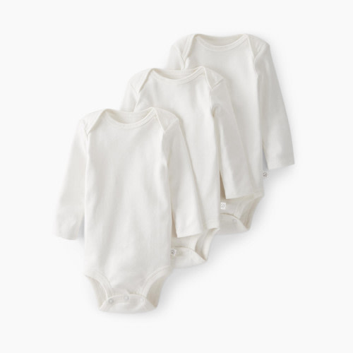 Carter's Little Planet Long-Sleeve Organic Cotton Bodysuits (3 Pack) - White, Nb