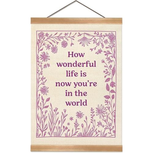 ZTGDA Boho Wall Art Poster – Abstract Watercolor Canvas Print, Linen Hanging Banner Wall Decor for Nursery Playroom Kids Room,Vintage Aesthetic Home & Office Decor(How wonderful-purple)