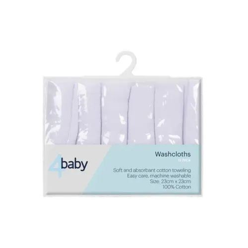4Baby Wash Cloth White 12 Pack | Baby Bunting AU