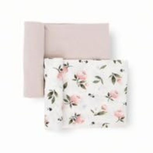 Little Unicorn Large Stretch Knit Swaddle Blanket 2 Pack| Super Soft with Optimal Stretch for swaddling | Giftable Set (Watercolor Rose)