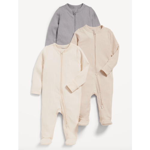 Unisex 2-Way-Zip Sleep & Play Footed One-Piece 3-Pack for Baby