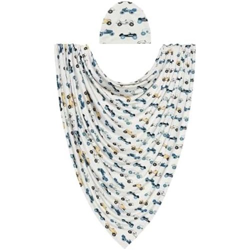 Posh Peanut Baby Swaddle Blanket & Beanie - Matching Newborn Swaddle Set, Doubles As Receiving Blanket or Nursing Cover