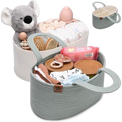 PeraBella Baby Diaper Caddy Organizer for Changing Table, Baby Storage Basket for Diapers and Baby Wipes, Gift for Baby Shower, Car Caddy Organizer, Nursery Diaper Organizer, Portable Diaper Storage
