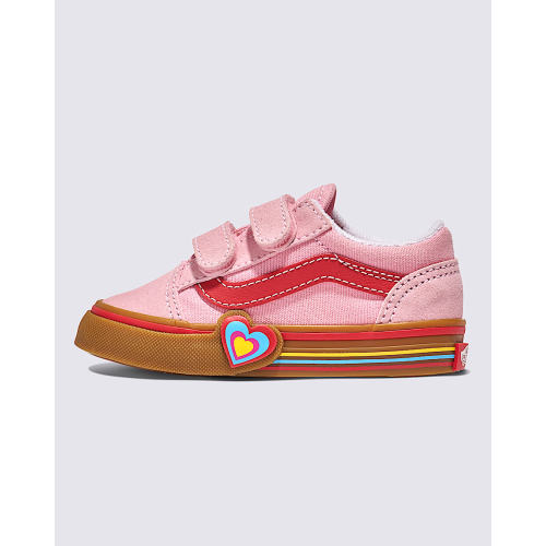 Toddler Old Skool V Heart Shoe in Pink / Multi | Vans