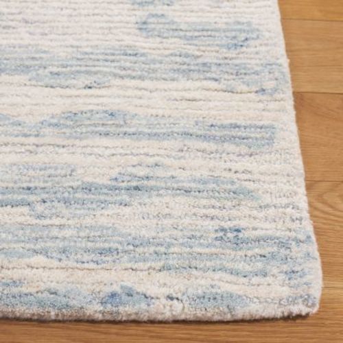 Ebony Ebn919 Handmade Tufted Area Rug - Ivory/light Blue - 6' X 6' Square - Safavieh