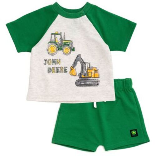 John Deere Newborn Baby Boys French Terry T-Shirt and Shorts Outfit Set Green 6-9 Months