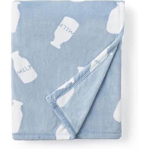 Baby Blankets for Girls and Boys, Soft Milky Plush Fleece Baby Blanket, Receiving Blankets and Swaddle Blankets for Newborns, 30x40 Inch, Blue Milk Bottle