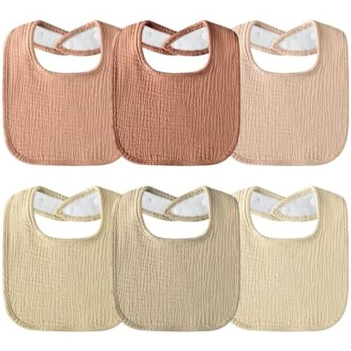Muslin Baby Bibs 6-Pack Baby Drool Bandana Bibs for Baby Girls Boys Infant Newborn Toddler Drooling and Teething