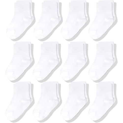 CozyWay Crew Cotton Toddler Socks - 12 Pack Stretch Boys and Girls Socks For All Day Comfort - Newborn, Infant and Baby Socks