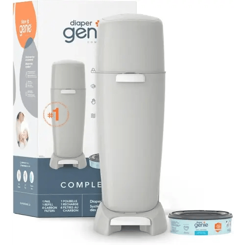 Diaper Genie Complete Diaper Pail System, Grey - AMAZON EXCLUSIVE - includes 4 Carbon Filters and 1 refill