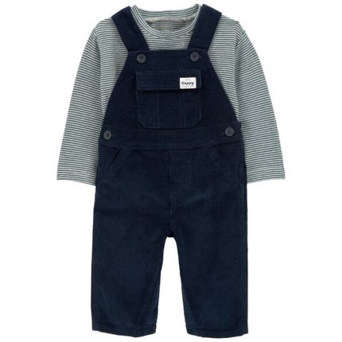 Baby 2-Piece Striped Tee & Corduroy Overall Set