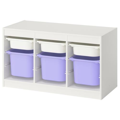 TROFAST Storage combination with boxes - white white/lilac 39x17 3/8x22 "