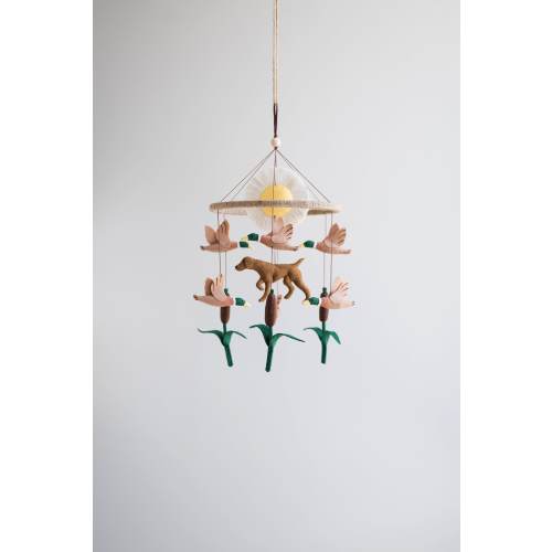 Duck mobile for crib, mallard duck nursery decor, German Shorthaired Pointer, unique baby gift
