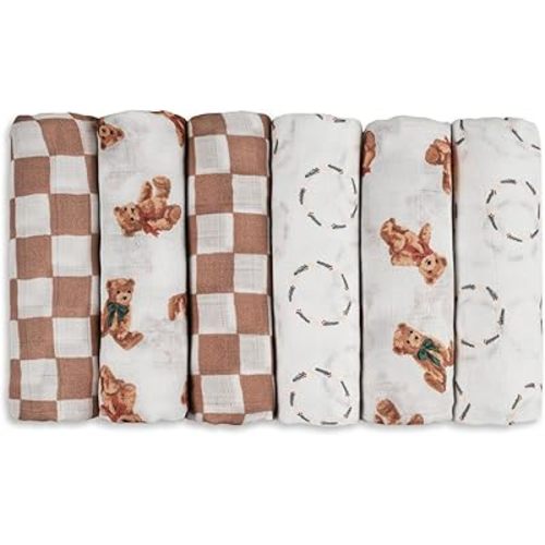 Muslin Receiving Blankets 27x27 Inch, Soft Cotton Baby Blankets, Breathable Multi-Use Muslin Cloths for Feeding, Cleaning, and Travel, Set (Fresh Colors)