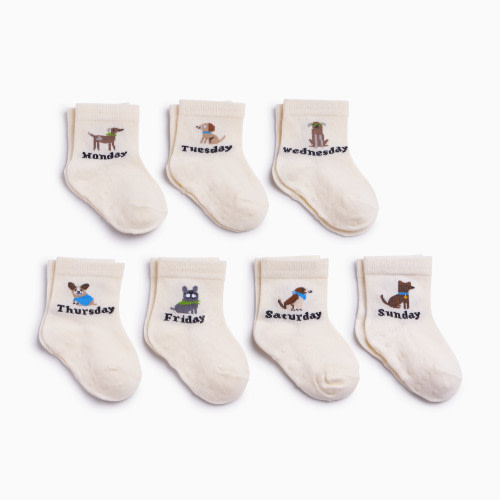 Small Story Days of the Week Crew Socks (7-pack) - Dog Days, 3-12 M