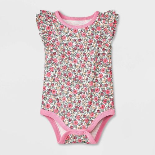 Baby Girls' Solid Ruffle Bodysuit - Cat & Jack™: Sleeveless, Snap Closure