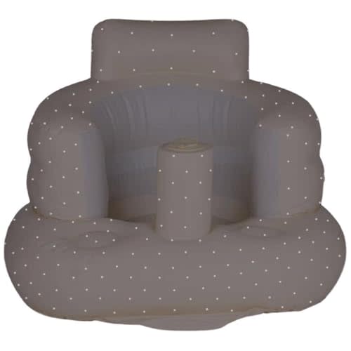 SplashEZ Baby Inflatable Seat for Babies 3-36 Months, Built in Air Pump Infant Back Support Sofa, Toddler Chair Sitting Up, Floor Seater - Polka dots Grey