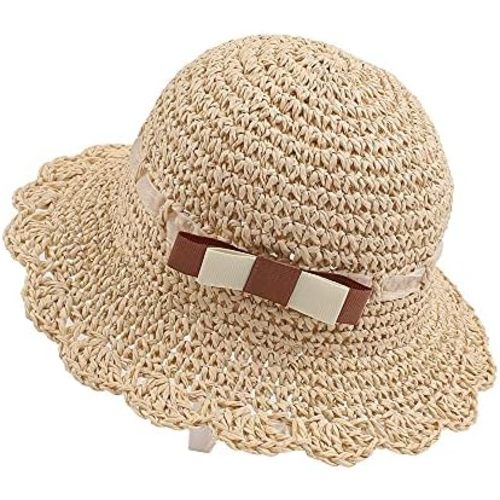 Baby Girl Straw Hat Outdoor Baby Sun Protection Hats Summer Bowknot Beach Cap for Infant Toddler Girls