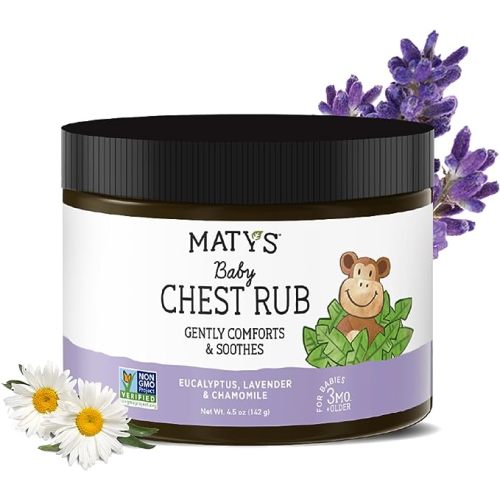 Matys Baby Chest Rub, Soothing Congestion Relief for Babies 3 Months Old & Up, Clean & Comforting Eucalyptus, Lavender, & Chamomile for Sleep, Non-GMO, Petroleum Free, Menthol Free, NEW 4.5 oz tub - 4.5 Ounce (Pack of 1)
