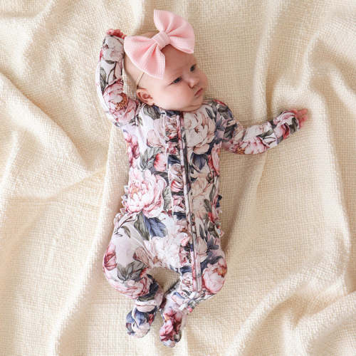 Aster Footie Ruffled Zippered One Piece