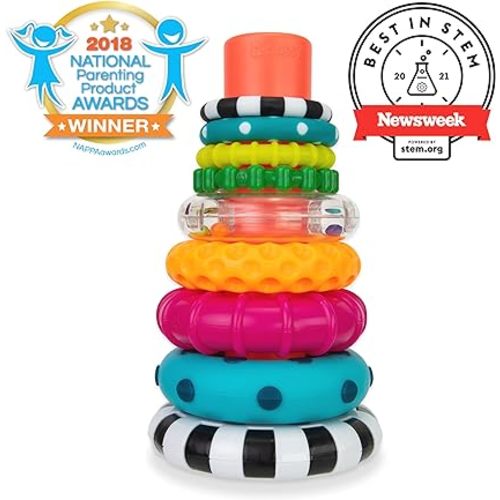 Sassy Stacks of Circles Stacking Ring STEM Learning Toy, Age 6+ Months, Multi, 9 Piece Set - 6-24 Month (1 Count)