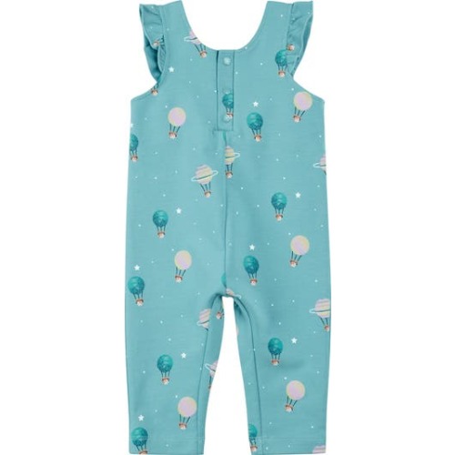 Hot-Air Balloon Print Organic Cotton French Terry Sleeveless Romper