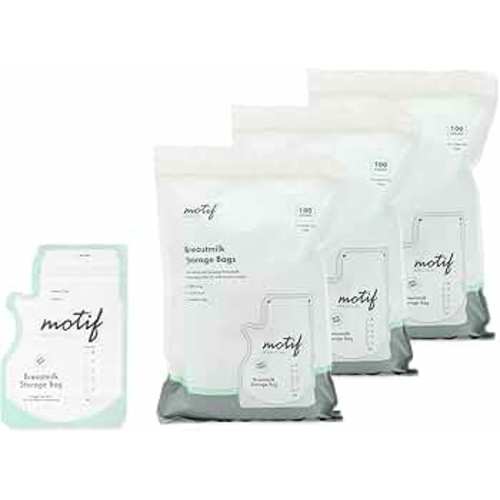 Motif Medical, Milk Storage Bags, 6 oz Milk Freezer Bag with Easy Pour Spout, BPA Free, Write-On Label - 300 Count
