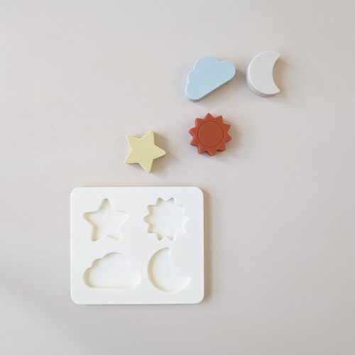 Cosmo Puzzle – Silicone Puzzle Toy for Kids | Moon, Cloud, Sun, and Star | Educational Play | Cognitive Development & Pretend Play | 9-18 m