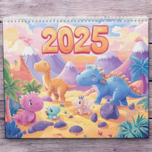 2025 Cute Dinosaurs Kids Wall Calendar - Fun Dino Décor for Kids Room - Ideal Nursery Calendar - Perfect Gift for Dino Lovers